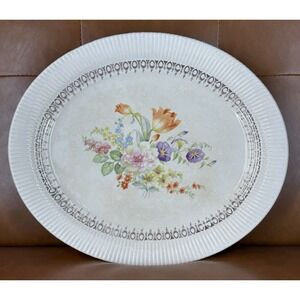 Vintage Victory Salem China Co Antique 23K Gold Rim‎ Oval Serving Platter 13"